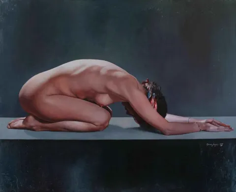 "Adoration" eseri HASAN SAYGIN tarafından 2018 yılında 81x100 cm ölçülerinde Tuval üzeri yağlı boya tekniği ile yapılmıştır.