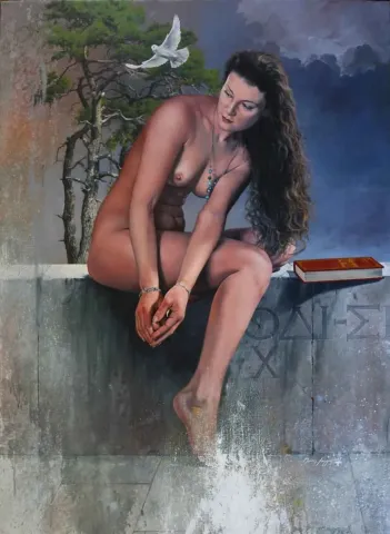 "Barış" eseri HASAN SAYGIN tarafından 2017 yılında 100x73 cm ölçülerinde Tuval üzeri yağlı boya tekniği ile yapılmıştır.
