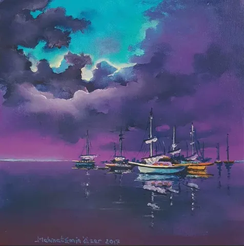 Bu eser MEHMET EMİN ÖZER tarafından 2017 yılında 30x30 cm ölçülerinde Tuval üzeri yağlı boya tekniği ile yapılmıştır.