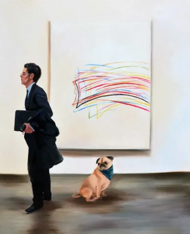 "dog" eseri ŞEYMA BAŞARAN tarafından 2018 yılında 80x100 cm ölçülerinde Tuval üzeri yağlı boya tekniği ile yapılmıştır.