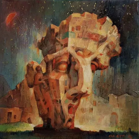 "çehre" eseri ADEM BAŞPINAR tarafından 2018 yılında 25x25 cm ölçülerinde Tuval üzeri yağlı boya tekniği ile yapılmıştır.