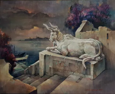 "Bosphorus" eseri ADEM BAŞPINAR tarafından 2019 yılında 40x50 cm ölçülerinde Tuval üzeri akrilik boya tekniği ile yapılmıştır.
