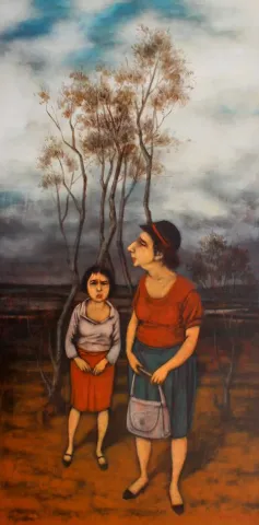 "İsimsiz" eseri ORHAN UMUT tarafından 2019 yılında 140x70 cm ölçülerinde Tuval üzeri akrilik boya tekniği ile yapılmıştır.