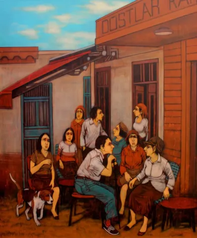 "İsimsiz" eseri ORHAN UMUT tarafından 2019 yılında 150x120 cm ölçülerinde Tuval üzeri akrilik boya tekniği ile yapılmıştır.