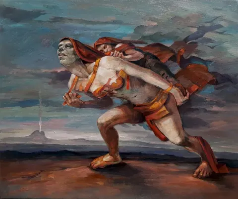"Vakur" eseri ADEM BAŞPINAR tarafından 2019 yılında 50x60 cm ölçülerinde Tuval üzeri akrilik boya tekniği ile yapılmıştır.