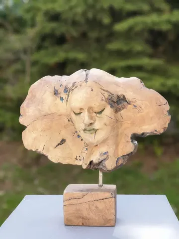 "Dinlenme 2" eseri HAKAN ERASLAN tarafından 2017 yılında 40x38x17 cm ölçülerinde Zeytin Ağacı Yontu tekniği ile yapılmıştır.