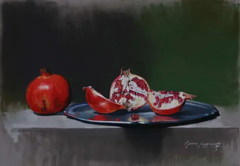 "Narlar" eseri HASAN SAYGIN tarafından 33x47 cm ölçülerinde Kağıt üzeri pastel boya tekniği ile yapılmıştır.