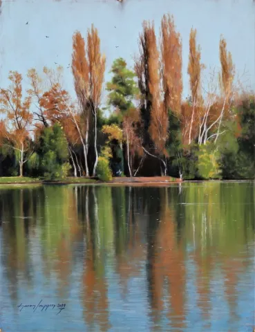 "Peyzaj" eseri HASAN SAYGIN tarafından 43x33 cm ölçülerinde Kağıt üzeri pastel boya tekniği ile yapılmıştır.