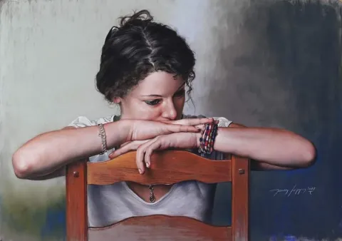 "Dinlenen Model" eseri HASAN SAYGIN tarafından 70x50 cm ölçülerinde Kağıt üzeri pastel boya tekniği ile yapılmıştır.