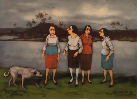 "İsimsiz" eseri ORHAN UMUT tarafından 2018 yılında 60x80 cm ölçülerinde Tuval üzeri akrilik boya tekniği ile yapılmıştır.
