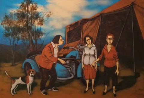 "İsimsiz" eseri ORHAN UMUT tarafından 2018 yılında 70x100 cm ölçülerinde Tuval üzeri akrilik boya tekniği ile yapılmıştır.