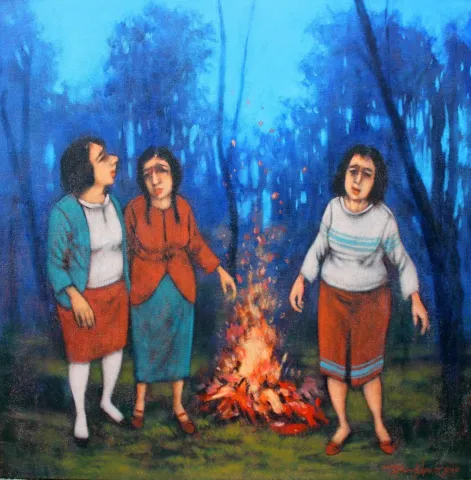 Bu eser ORHAN UMUT tarafından 2019 yılında 60x60 cm ölçülerinde Tuval üzeri akrilik boya tekniği ile yapılmıştır.