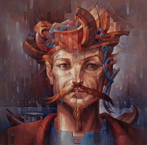 "Temel Reis-III" eseri ADEM BAŞPINAR tarafından 2019 yılında 60x60 cm ölçülerinde Tuval üzeri akrilik boya tekniği ile yapılmıştır.