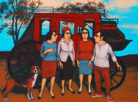 "isimsiz" eseri ORHAN UMUT tarafından 2019 yılında 60x80 cm ölçülerinde Tuval üzeri akrilik boya tekniği ile yapılmıştır.