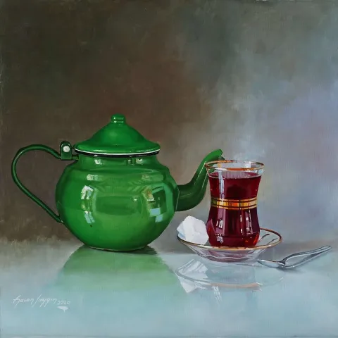Bu eser HASAN SAYGIN tarafından 2020 yılında 40x40 cm ölçülerinde Tuval üzeri yağlı boya tekniği ile yapılmıştır.