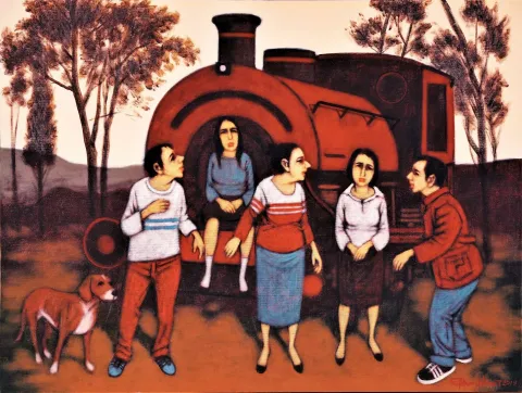 "Hemhal" eseri ORHAN UMUT tarafından 35x46 cm ölçülerinde 60x80 tekniği ile yapılmıştır.