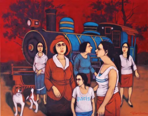 "Hemhal" eseri ORHAN UMUT tarafından 35x52 cm ölçülerinde 80x100 tekniği ile yapılmıştır.
