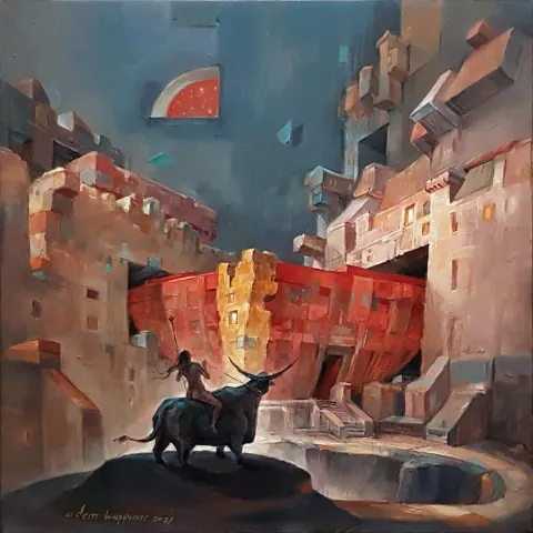 "Nüve-II" eseri ADEM BAŞPINAR tarafından 2021 yılında 40x40 cm ölçülerinde Tuval üzeri akrilik boya tekniği ile yapılmıştır.