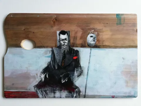 Bu eser ERCAN AYÇİÇEK tarafından 2020 yılında 33x52 cm ölçülerinde Ahşap palet üzeri akrilik boya tekniği ile yapılmıştır.