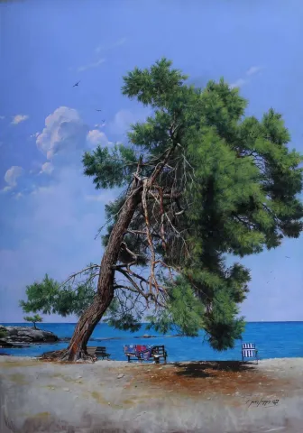 "Phaselis" eseri HASAN SAYGIN tarafından 2019 yılında 100x70 cm ölçülerinde Kağıt üzeri pastel boya tekniği ile yapılmıştır.