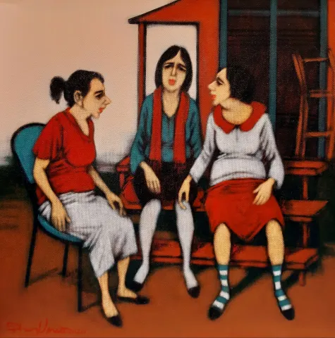 Bu eser ORHAN UMUT tarafından 2021 yılında 40x40 cm ölçülerinde Tuval üzeri akrilik boya tekniği ile yapılmıştır.