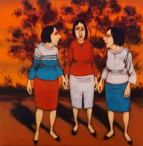 Bu eser ORHAN UMUT tarafından 2021 yılında 40x40 cm ölçülerinde Tuval üzeri akrilik boya tekniği ile yapılmıştır.