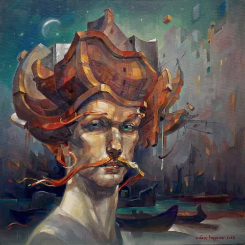 "Civan-II" eseri ADEM BAŞPINAR tarafından 2023 yılında 60x60 cm ölçülerinde Tuval üzeri akrilik boya tekniği ile yapılmıştır.