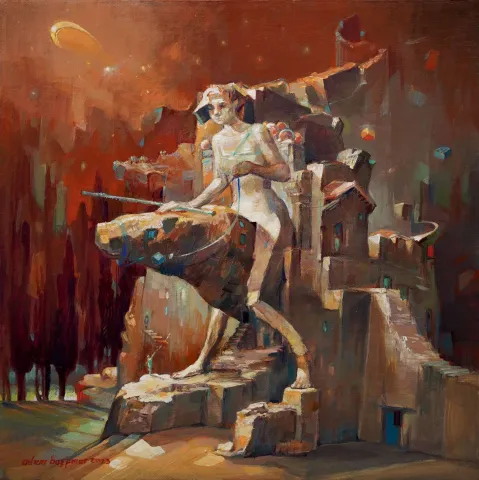 "Revan-II" eseri ADEM BAŞPINAR tarafından 2023 yılında 40x40 cm ölçülerinde Tuval üzeri akrilik boya tekniği ile yapılmıştır.