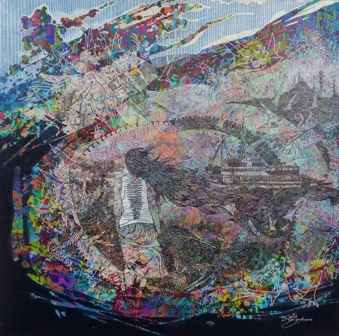 "İsimsiz" eseri ENGİN KORKMAZ tarafından 2017 yılında 70x70 cm ölçülerinde Tuval üzeri akrilik boya tekniği ile yapılmıştır.