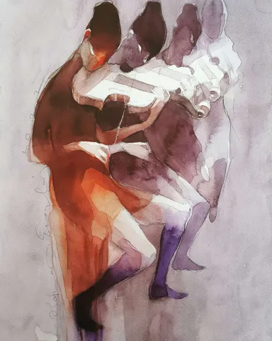 "Persona" eseri HAKAN ERASLAN tarafından 2022 yılında 41x29 cm ölçülerinde Kağıt üzeri sulu boya tekniği ile yapılmıştır.