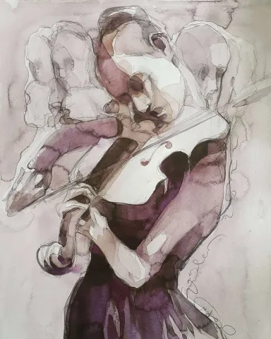 "Persona" eseri HAKAN ERASLAN tarafından 2022 yılında 41x29 cm ölçülerinde Kağıt üzeri sulu boya tekniği ile yapılmıştır.