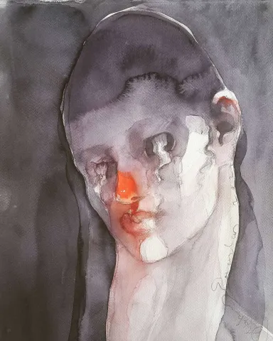 "Persona" eseri HAKAN ERASLAN tarafından 2022 yılında 41x29 cm ölçülerinde Kağıt üzeri sulu boya tekniği ile yapılmıştır.