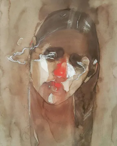 "Persona" eseri HAKAN ERASLAN tarafından 2023 yılında 41x29 cm ölçülerinde Kağıt üzeri sulu boya tekniği ile yapılmıştır.
