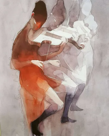 "Persona" eseri HAKAN ERASLAN tarafından 2022 yılında 41x29 cm ölçülerinde Kağıt üzeri sulu boya tekniği ile yapılmıştır.