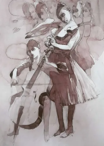 "Persona" eseri HAKAN ERASLAN tarafından 2023 yılında 41x29 cm ölçülerinde Kağıt üzeri sulu boya tekniği ile yapılmıştır.