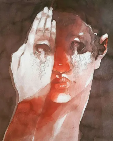 "Persona" eseri HAKAN ERASLAN tarafından 2023 yılında 41x29 cm ölçülerinde Kağıt üzeri sulu boya tekniği ile yapılmıştır.