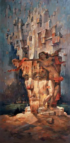 "Huşu" eseri ADEM BAŞPINAR tarafından 140x70 cm ölçülerinde Tuval üzeri akrilik boya tekniği ile yapılmıştır.