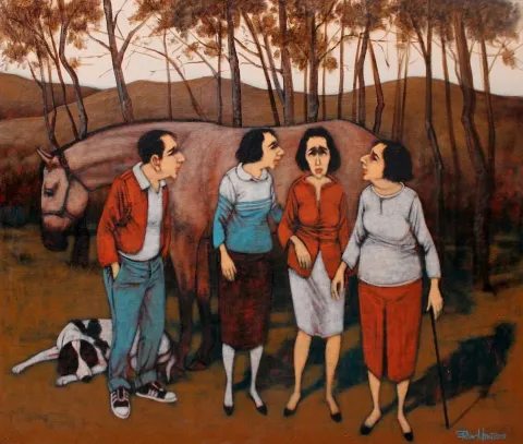 "İsimsiz" eseri ORHAN UMUT tarafından 2018 yılında 80x100 cm ölçülerinde Tuval üzeri akrilik boya tekniği ile yapılmıştır.