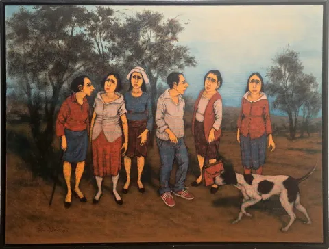 "İsimsiz" eseri ORHAN UMUT tarafından 2017 yılında 90x120 cm ölçülerinde Tuval üzeri akrilik boya tekniği ile yapılmıştır.