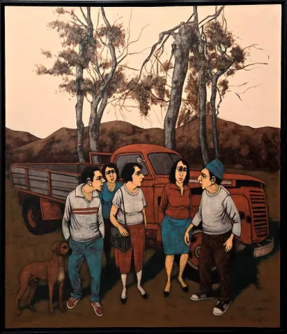 "İsimsiz" eseri ORHAN UMUT tarafından 2018 yılında 140x120 cm ölçülerinde Tuval üzeri akrilik boya tekniği ile yapılmıştır.