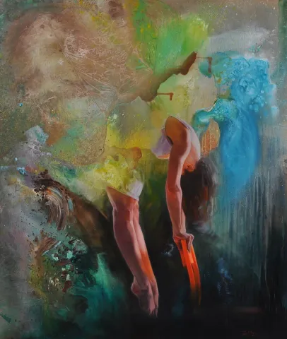 "İsimsiz" eseri TURGUT AKARSU tarafından 2013 yılında 150x126 cm ölçülerinde Tuval üzeri yağlı boya tekniği ile yapılmıştır.