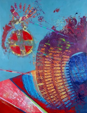 "İsimsiz" eseri ENGİN KORKMAZ tarafından 2012 yılında 180x140 cm ölçülerinde Tuval üzeri karışık teknik tekniği ile yapılmıştır.