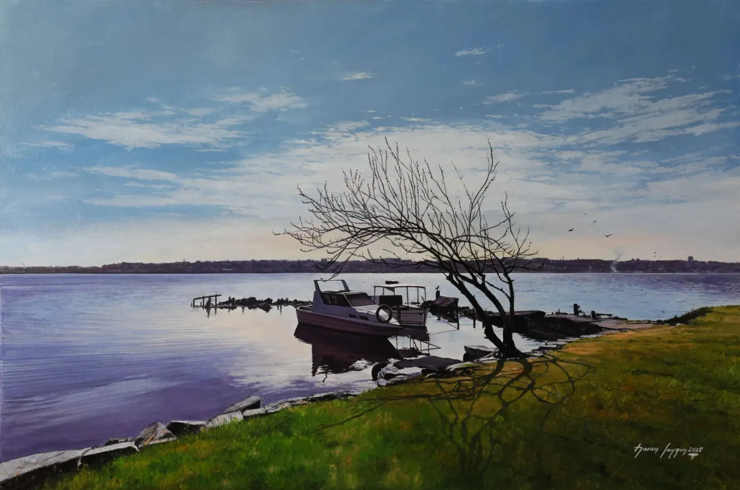 HASAN SAYGIN — “Küçük koy”, 2025 "Küçük koy" eseri HASAN SAYGIN tarafından 2025 yılında 53x80 cm ölçülerinde Tuval üzeri yağlı boya tekniği ile yapılmıştır.