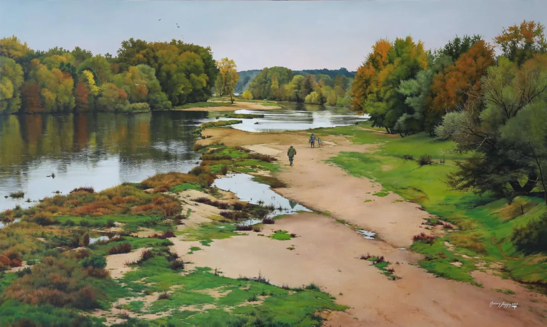 HASAN SAYGIN — “Balık tutma günü”, 2023 "Balık tutma günü" eseri HASAN SAYGIN tarafından 2023 yılında 96x161 cm ölçülerinde Tuval üzeri yağlı boya tekniği ile yapılmıştır.