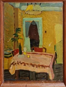 ADNAN TURANİ tarafından 1953 yılında  34x26 cm ölçülerinde  Duralit üzeri yağlı boya tekniği ile yapılmıştır.