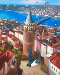 KADİR ŞİŞGİNOĞLU tarafından 2022 yılında  55x45 cm ölçülerinde  Tuval üzeri akrilik boya tekniği ile yapılmıştır.