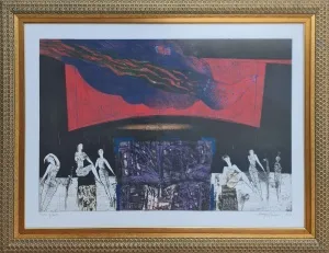 HAYATİ MİSMAN tarafından 1986 yılında 78x107 cm ölçülerinde Gravür 17-20 tekniği ile yapılmıştır.