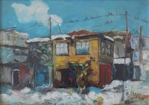 HİLMİ ÖZBAY tarafından 2003 yılında 30x42 cm ölçülerinde Kağıt üzeri yağlı boya tekniği ile yapılmıştır.