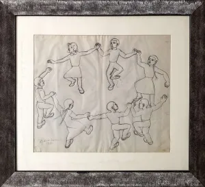 İBRAHİM BALABAN tarafından 1980 yılında 48x57 cm ölçülerinde Kağıt üzeri karakalem tekniği ile yapılmıştır.