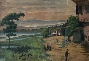 KENAN DEĞER tarafından 1953 yılında  24x35 cm ölçülerinde  Duralit üzeri yağlı boya tekniği ile yapılmıştır.